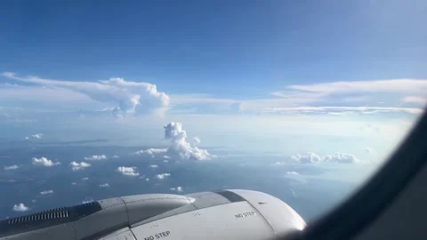 Airplane Clouds Window View Travel Sky Stock Footage 332633640