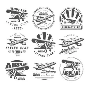 Airplane Club Emblems Stock Illustration