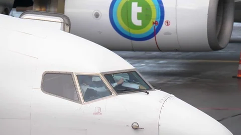 Airplane cockpit Stock Footage 84424936