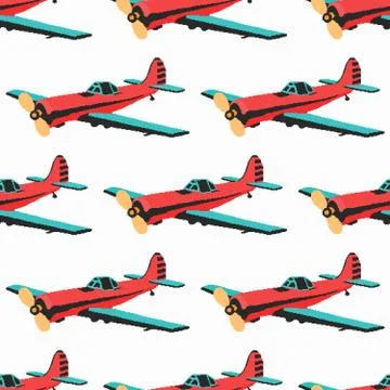 Airplane color seamless pattern Stock Illustration