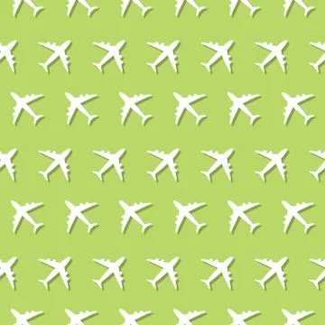 Airplane Commercial Flight Seamless Pattern Stock Illustration