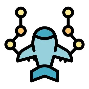Airplane connecting to a network using nodes イラスト素材