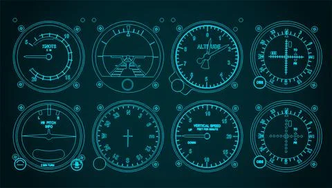 Airplane control panel illustration Stock Illustration