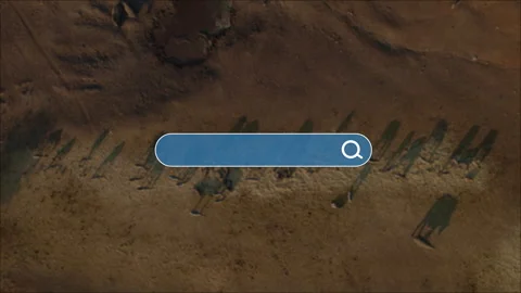 An airplane crosses a solid background revealing a search bar and beneath it Stock Footage 315219620