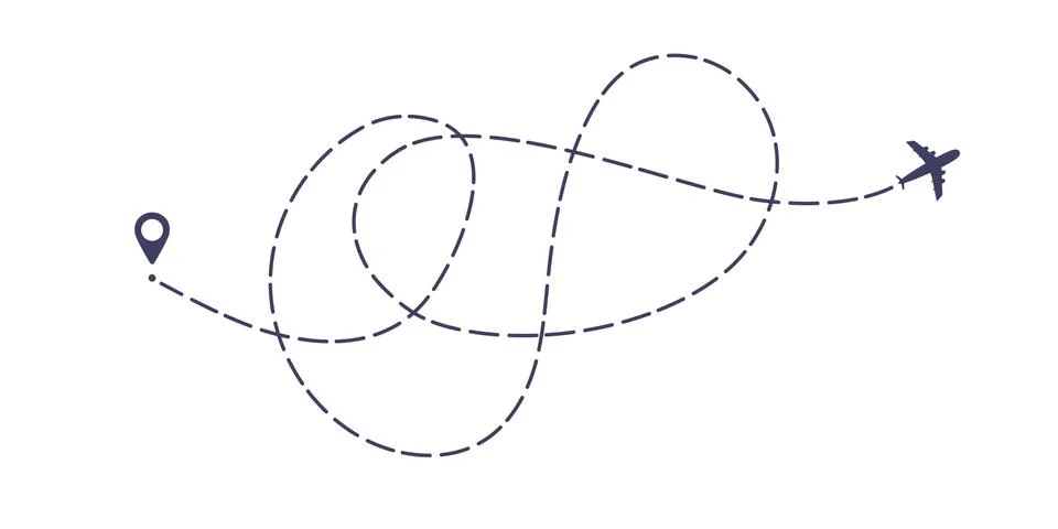Airplane dashed line path flat style design vector illustration isolated on イラスト素材
