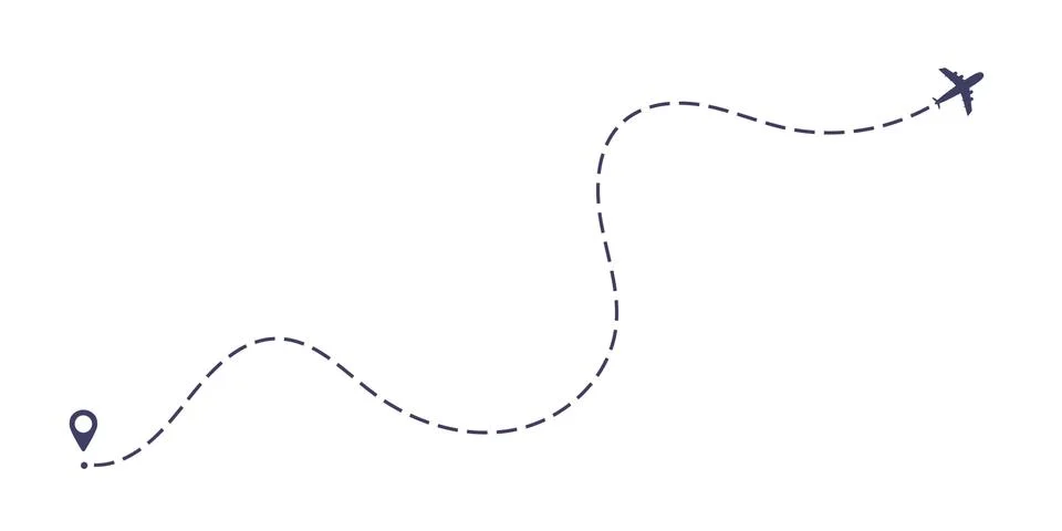 Airplane dashed line path flat style design vector illustration isolated on Illustrazione stock