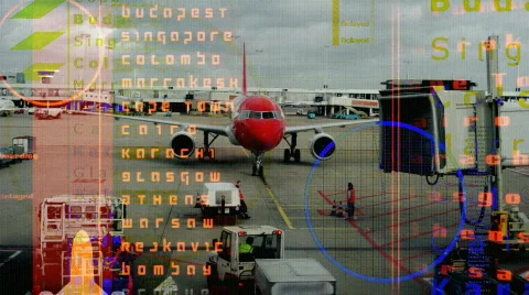 Airplane data radar information flight travel plane airport aviatation 스톡 동영상 560210