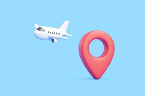Airplane Destination Marker Concept Stock Illustration