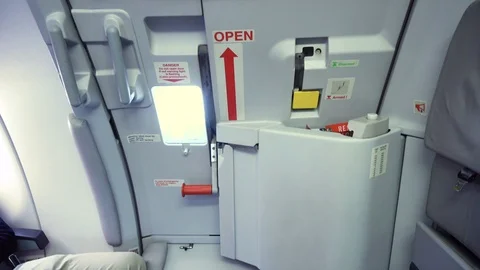 Airplane door seen from inside Stock Footage 94942914