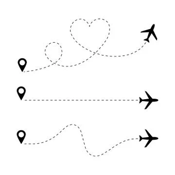 Airplane doted line path set. Travel concept. Vector EPS 10 스톡 일러스트