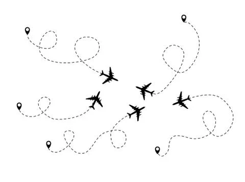 Airplane dotted flight background. Vector Illustration Stock Illustration