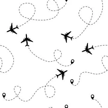 Airplane dotted flight seamless pattern background. Vector Illustration 스톡 일러스트