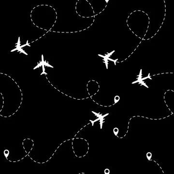 Airplane dotted flight seamless pattern background. Vector Illustration 스톡 일러스트