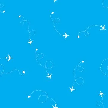 Airplane dotted flight seamless pattern background. Vector Illustration EPS10 Stock Illustration