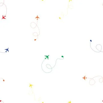 Airplane dotted flight seamless pattern background.  Illustration 스톡 일러스트