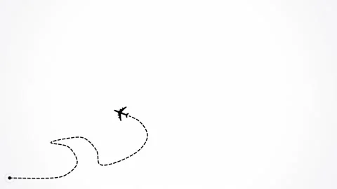 Airplane dotted line path for travel and journey. 4K Video stock 344845045