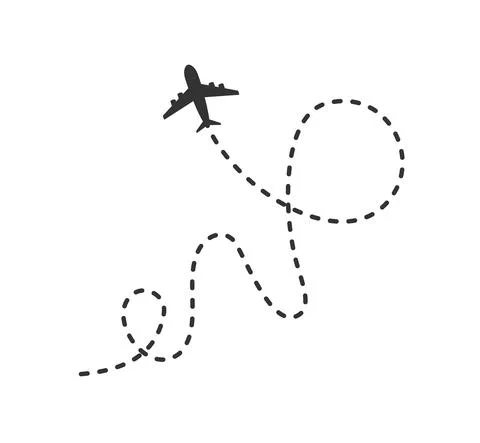 Airplane dotted path tracking vector illustration isolated on white Stock Illustration