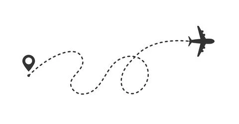 Airplane dotted path tracking vector illustration isolated on white Stock Illustration