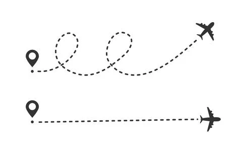 Airplane dotted path tracking vector illustration isolated on white Illustrazione stock