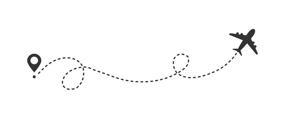 Airplane dotted path tracking vector illustration isolated on white Stock Illustration