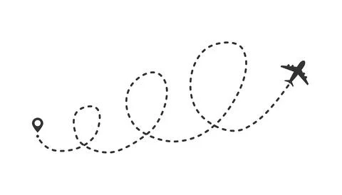 Airplane dotted path tracking vector illustration isolated on white Stock Illustration