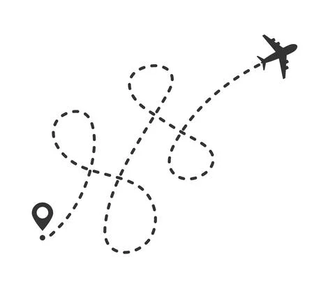 Airplane dotted path tracking vector illustration isolated on white Stock Illustration