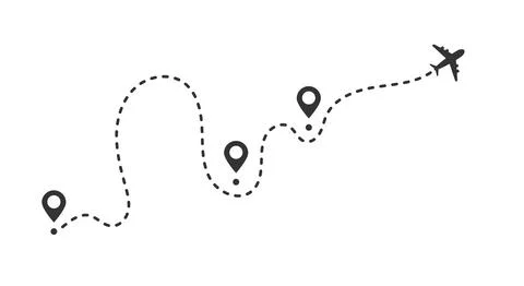 Airplane dotted path tracking vector illustration isolated on white Illustrazione stock