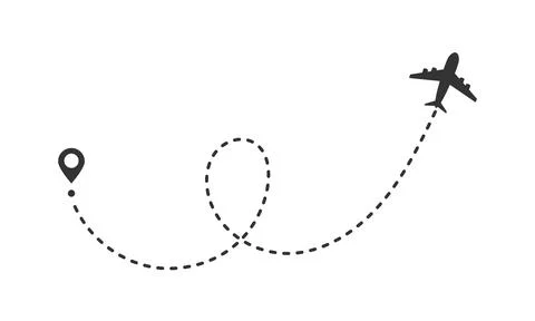 Airplane dotted path tracking vector illustration isolated on white Illustrazione stock