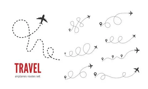 Airplane dotted path tracking vector illustration isolated on white Illustrazione stock