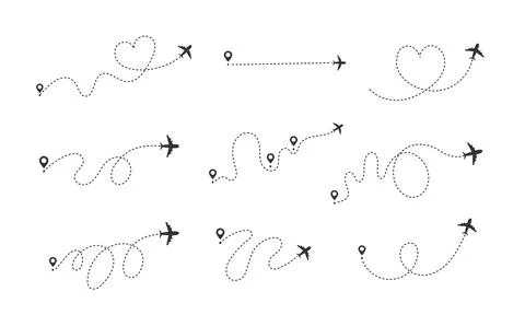 Airplane dotted path tracking vector illustration isolated on white Illustrazione stock