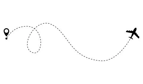 Airplane dotted route line. Path travel line shape. Flight route with start Stock Illustration