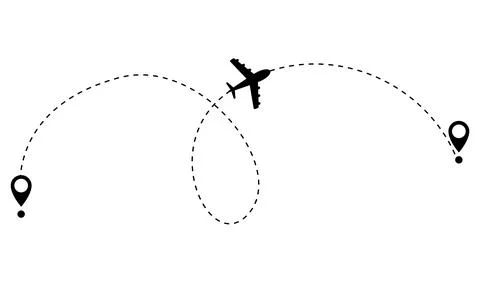 Airplane dotted route line. Path travel line shape. Flight route with start Stock Illustration