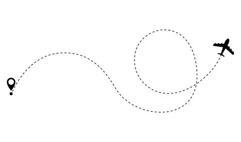 Airplane dotted route line. Path travel line shape. Flight route with start Stock Illustration