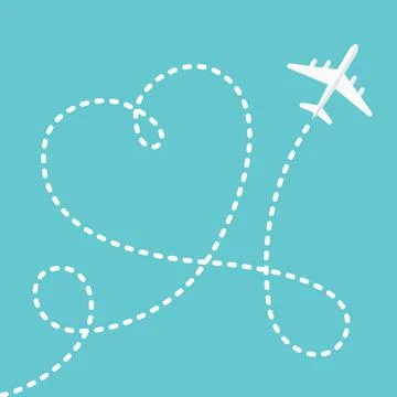 Airplane drawing heart shape Stock Illustration