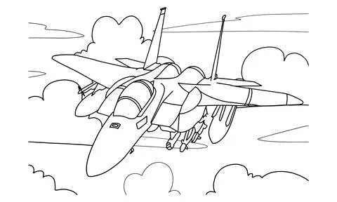 Airplane Drawing line art vector illustration for coloring book. Stockillustratie