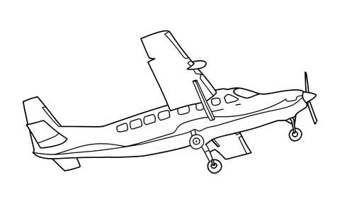 Airplane Drawing line art vector illustration for coloring book. Stockillustratie