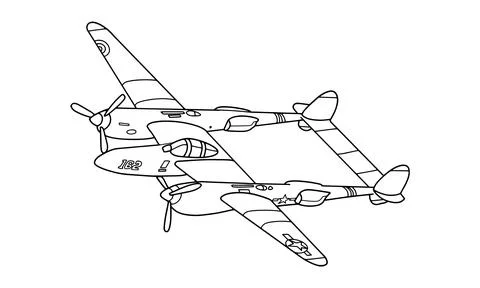 Airplane Drawing line art vector illustration for coloring book. Иллюстрация