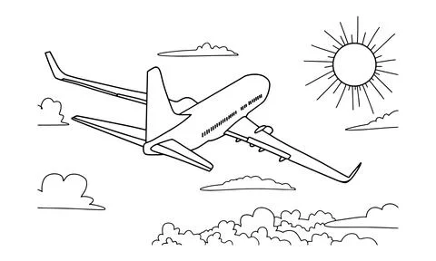 Airplane Drawing line art vector illustration for coloring book. Stockillustratie