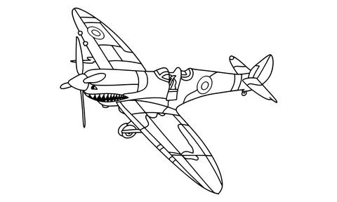 Airplane Drawing line art vector illustration for coloring book. Stockillustratie