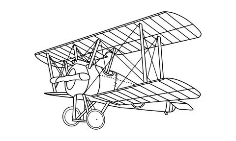 Airplane Drawing line art vector illustration for coloring book. Stockillustratie