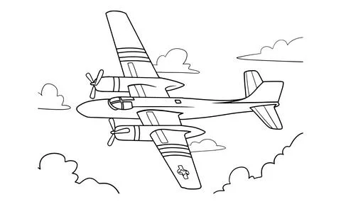 Airplane Drawing line art vector illustration for coloring book. Stockillustratie