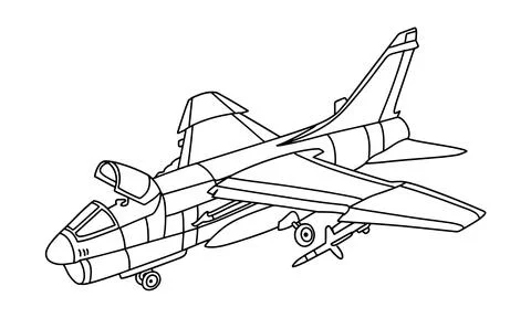 Airplane Drawing line art vector illustration for coloring book. Иллюстрация
