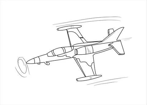 Airplane Drawing line art vector illustration for coloring book. Stockillustratie