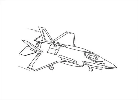 Airplane Drawing line art vector illustration for coloring book. Stockillustratie