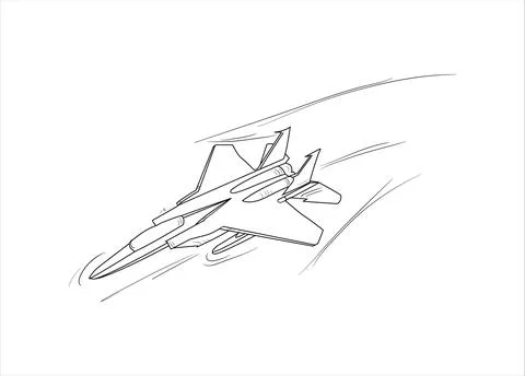 Airplane Drawing line art vector illustration for coloring book. Stockillustratie