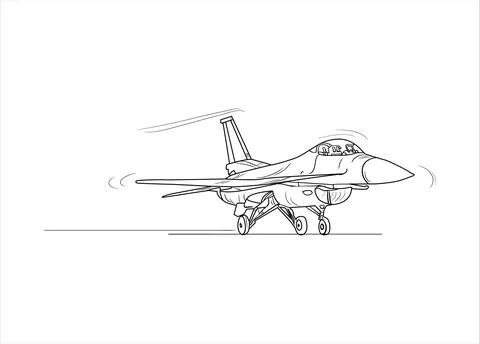 Airplane Drawing line art vector illustration for coloring book. Stockillustratie
