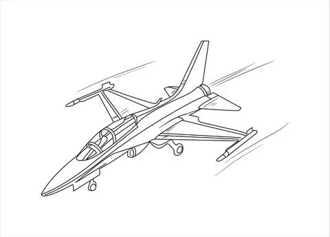 Airplane Drawing line art vector illustration for coloring book. Иллюстрация