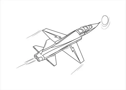 Airplane Drawing line art vector illustration for coloring book. Stockillustratie