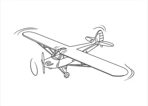 Airplane Drawing line art vector illustration for coloring book. Stockillustratie