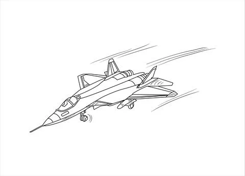 Airplane Drawing line art vector illustration for coloring book. Иллюстрация